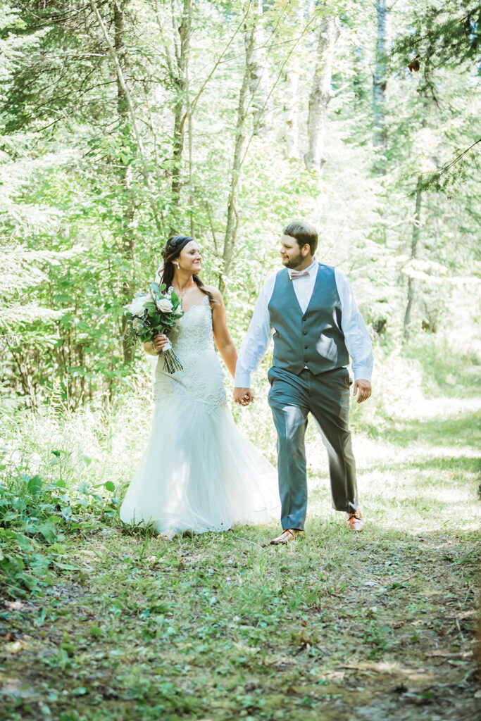 Bride and groom portraits from a summer backyard wedding in Minnesota 
