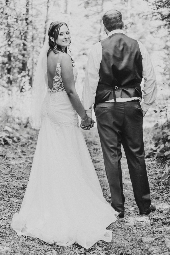 Bride and groom portraits from a summer backyard wedding in Minnesota 