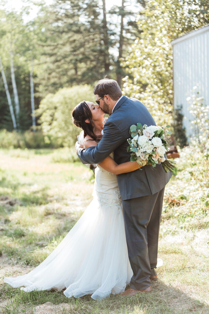 Bride grooms portraits from a summer wedding in Minnesota