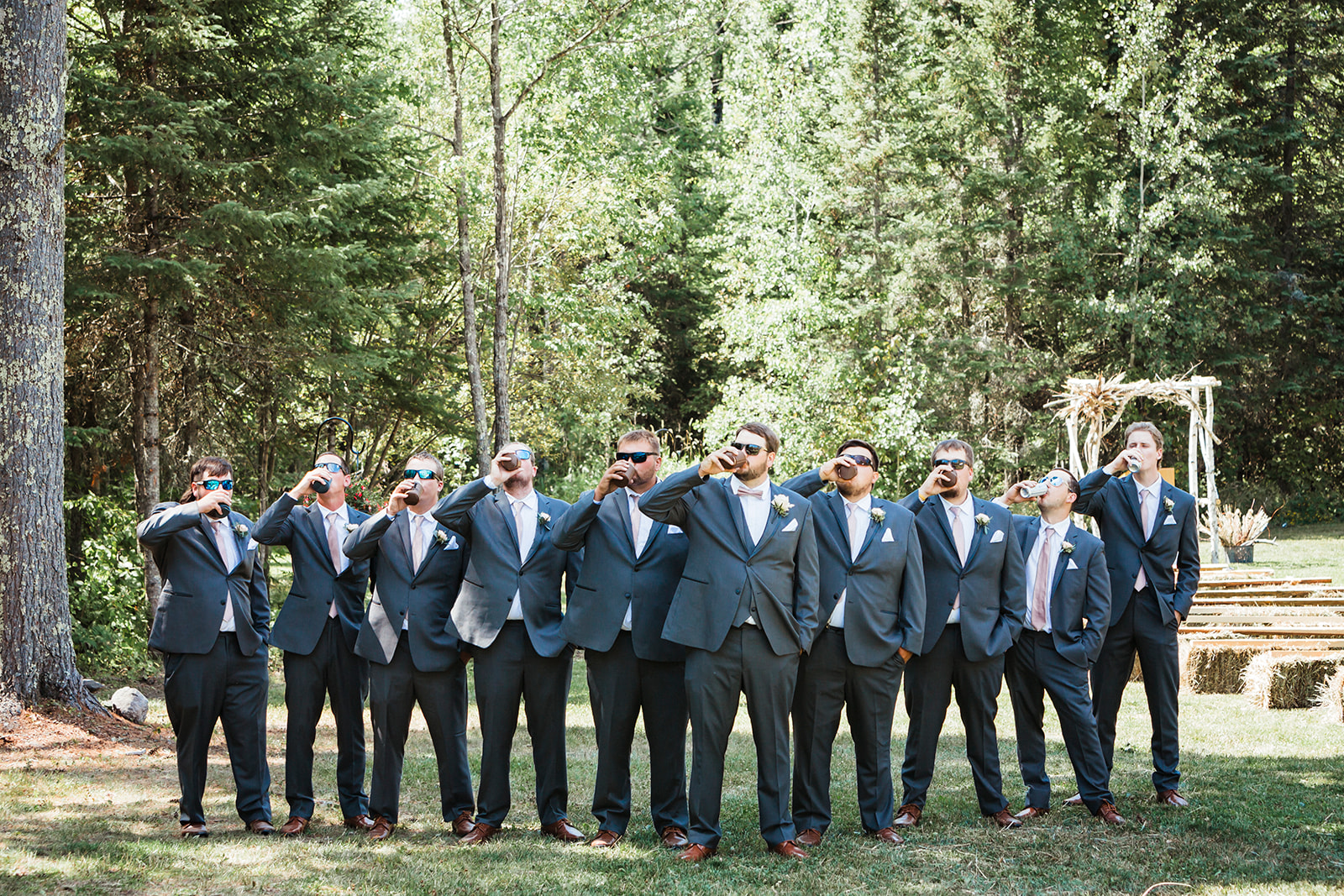 Groom and groomsmen photos from a summer wedding in Minnesota