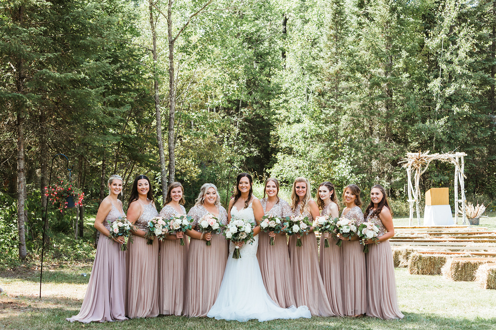 Bride and bridesmaids photos from a summer wedding in Minnesota