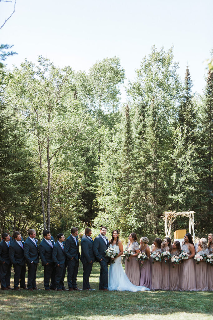 Wedding party photos from a summer backyard wedding in Minnesota 