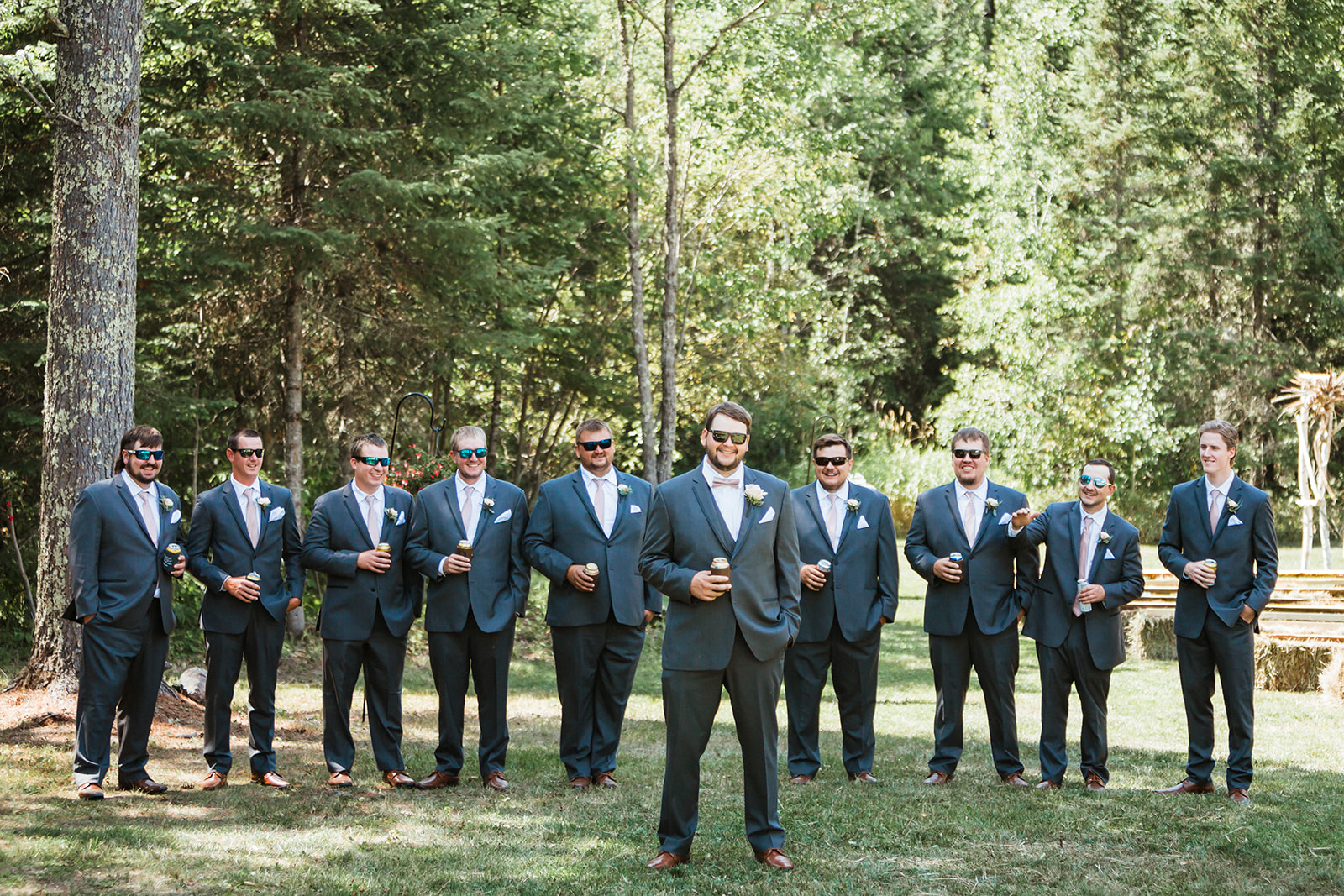 Groom and groomsmen photos from a summer wedding in Minnesota